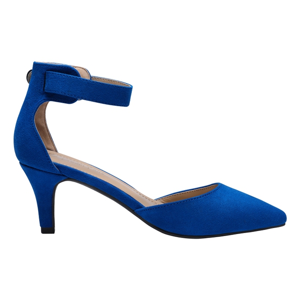Ankle Strap Low Heel Dress Pumps - ROYAL BLUE - 2